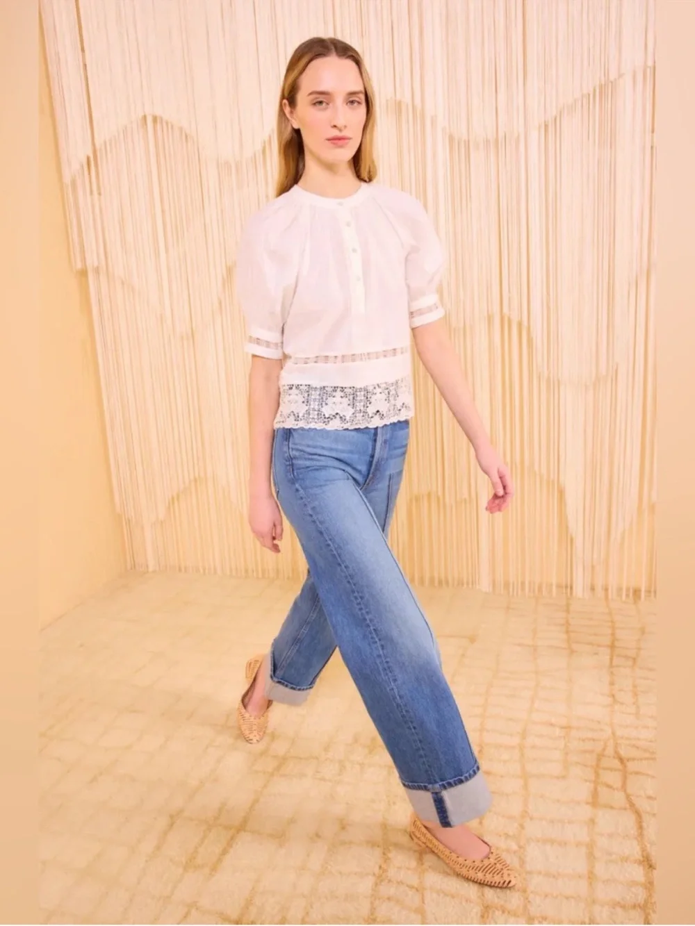Ulla Johnson Faye Puff Sleeve Blouse in Pristine